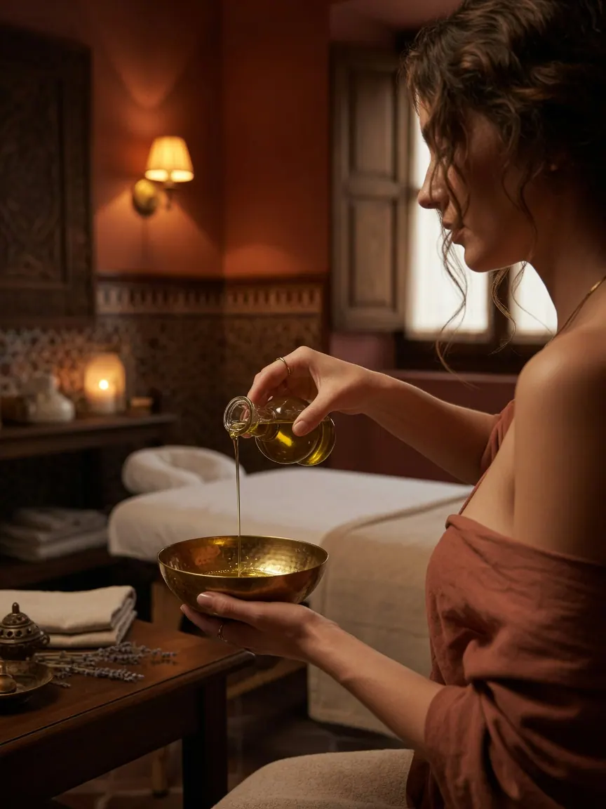 Silk robe and balcony light, the setting of happy ending massage Madrid